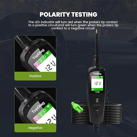 Power Circuit Probe Kit, P100 Car Circuit Tester, 12V 24V Automotive Electrical Tool, 6-30V Vehicle Short Circuit Finder with 40ft Cable, Trailer Truck Voltage Current Detector
