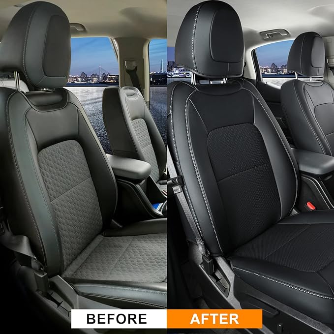 LUCKYMAN CLUB 2 Front Chevy Colorado Seat Covers, fit for 2015-2022 Colorado Crew Cab Z71 LT ZR2 Work Truck with Faux Leather (Black 2 pcs)