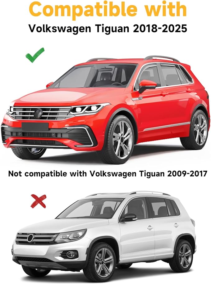 in-Channel Window Rain Guards Fit for Volkswagen Tiguan 2018 2019 2020 2021 2022 2023 2024 2025 Extra Durable Window Deflectors Window Visors Vent Shades Vent Visors Car Accessories-4 pcs Q25