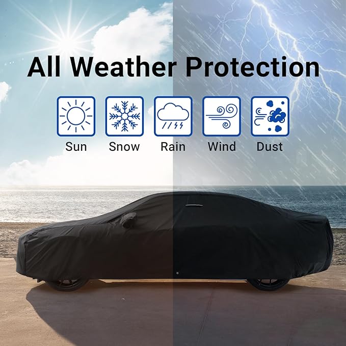 iCarCover Custom Car Cover for Chevy Corsica (1987-1996) Waterproof All Weather Rain Snow UV Sun Protector Full Exterior Indoor Outdoor Car Cover (Stripe - Black/Red)
