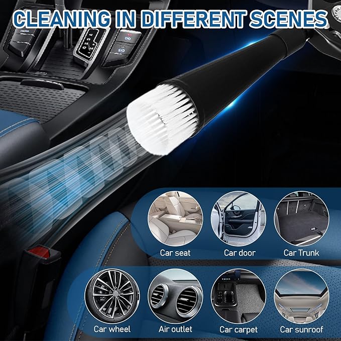 Tornado Car Cleaning Air Blow Gun – High Pressure Interior Detailing Tool with 360° Swivel Nozzle, Pneumatic Dust Blower for Auto Carpet Seats Dashboard Console Cleaning.