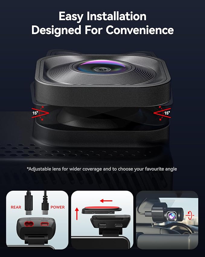 REDTIGER ViewClear 70 4K+2.5K Dash Cam Front and Rear, STARVIS 2 IMX678 x Wondrix™ Sensor, Dual HDR Hyper Night Clarity, 5.8GHz WiFi 6, 30MB/S Fast Download, Dash Camera with 24H Parking Monitor
