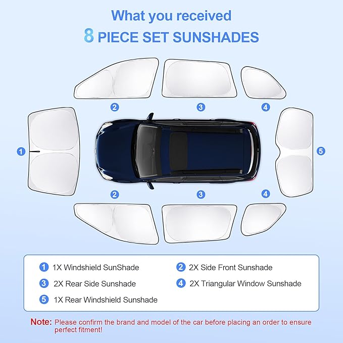 8pcs Car Window Shades for Subaru Outback Wagon 2010-2014 Accessories,Windshield Side Rear Full Sunshade,Sun Visor UV Blocking, Privacy Protection and Blackout for Camping Outdoor