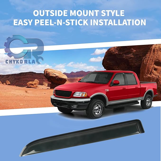 4PCS Window Rain Guards Shield Fit for 2001-2003 Ford F150 SuperCrew Cab, Outside Mount Window Vent Visors Shades, Wind Deflectors for 2002 2003 Lincoln Blackwood