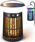Solar Bug Zapper Outdoor, Portable Electric Mosquito Killer with Panel Sensor, Rechargeable Insect Trap with LED Night Light and Flame Effect, Ideal for Outside Patio, Backyard, and Camping (1 Pack)