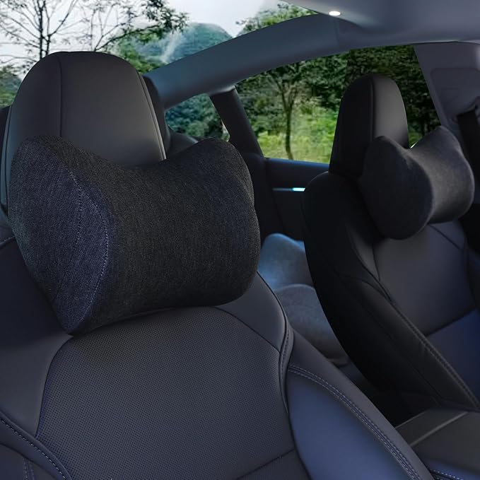 Car Neck Pillow for Driving Gaming Chair Neck Pillow with Adjustable Strap and Removable Cover, Memory Foam Headrest Pillow for Chairs, Ergonomic Design, 2 Pack