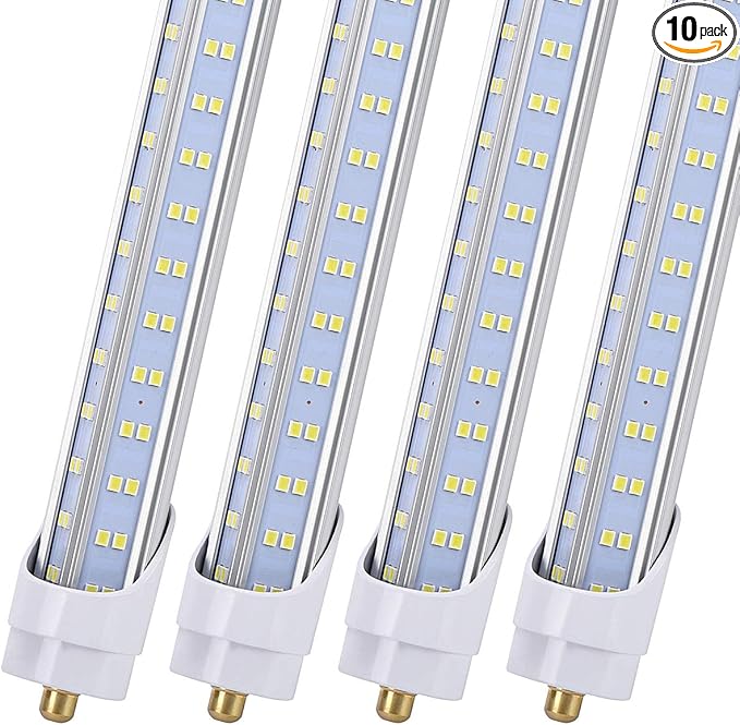 T8 T10 T12 8FT LED Light Bulbs, Single Pin Fa8 Base, 8 Foot LED Fluorescent Tube Replacement, 150W 19000LM, 6000K Super Bright, V Shape, Ballast Bypass, Garage Shop Lights