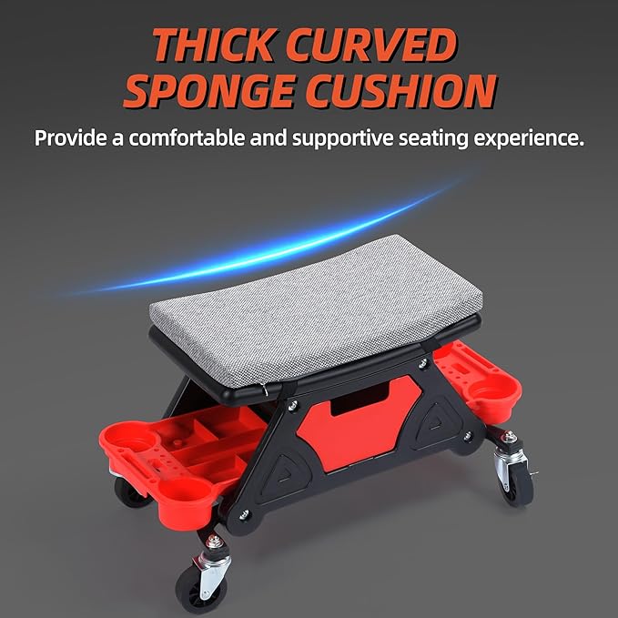 YITAHOME Mechanic Stool 330 LBS with Wheels, Heavy Duty Rolling Mechanics Seat, Rolling Tool Seat for Automotive Auto Repair