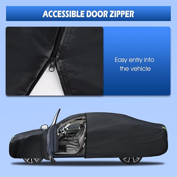 Migaven 6 Layers Car Cover Custom Fit for Toyota Corolla 2000-2023, Honda Civic 1991-2023, Waterproof Full Exterior Cover Rain Sun Protection with Door Zipper