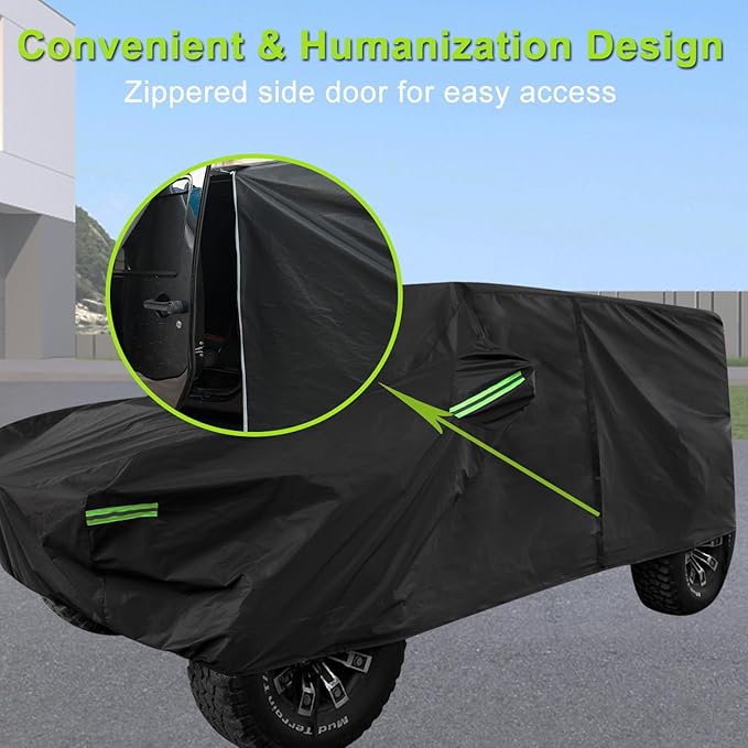 Waterproof Cover for Jeep Wrangler JK JL CJ YJ TJ 2 Door 1987-2023 Outdoor Sun Rain Wind Snow Protection Dustproof Covers with Driver Door Zipper Black