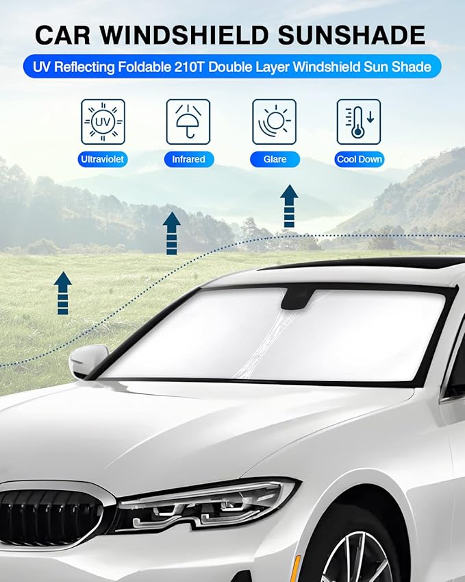 KUST Windshield Sun Shade for BMW 3 Series Accessories 2019-2025 2026 Window Shade Sun Visor Cover Foldable Blocks UV Rays Keep Your Car Cooler
