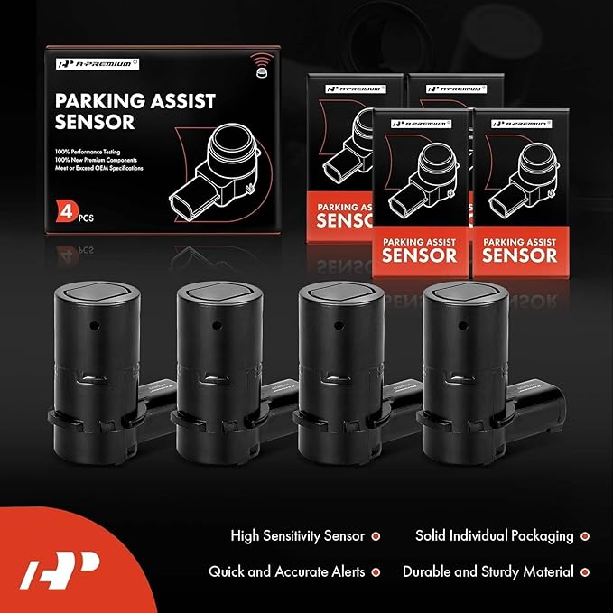 A-Premium 4-PC Rear Reverse Backup Parking Aid Assist Sensor Compatible with Select Ford, Lincoln & Mercury Models - F150 F250 F350 F450 F550 Super Duty, Explorer, Escape, Navigator, Mariner