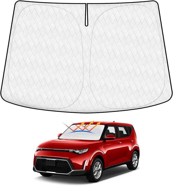 2024 New 5-Layer Windshield Sun Shade Custom Fit for Kia Soul 2020-2024 2025 Accessories Foldable Car Front Window Sunshade Sun Visor Protector