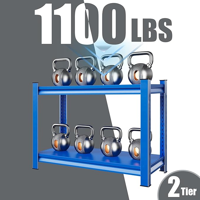 Garage Shelving Heavy Duty，Large Loads Adjustable Garage Storage Shelves, Metal Storage Racks and Shelving Units, Utility Rack Shelves,48”W x 18”D x 39”H,Blue