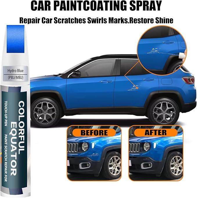 PBJ/MBJ Hydro Blue/Laser Blue Pearl Touch Up Paint for Jeep, Car Paint Pen Scratch Repair Two-In-One Touch Up Paint, Premium Car Scratch Remover for Deep Scratches