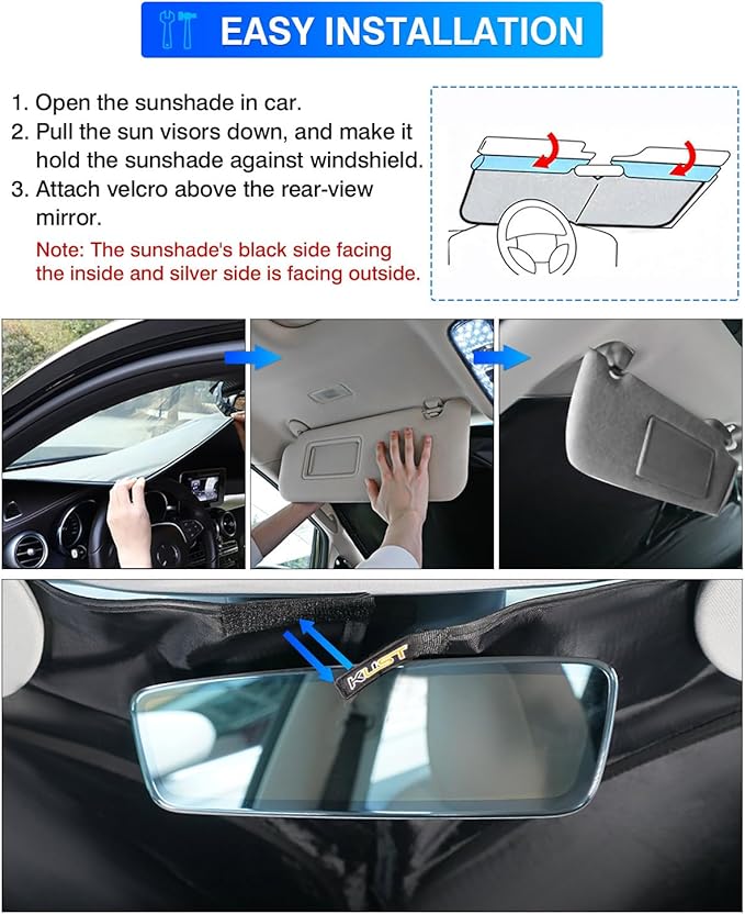 KUST Windshield Sun Shade for Audi A6 Accessories 2019-2024 2025 Window Shade Sun Visor Cover Foldable Blocks UV Rays Keep Your Car Cooler