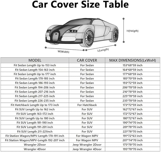 MORNYRAY Waterproof Car Cover All Weather Snowproof UV Protection Windproof Outdoor Full Truck Cover, Universal Fit for (All Black, Fit Truck Length Up to 210 inch)