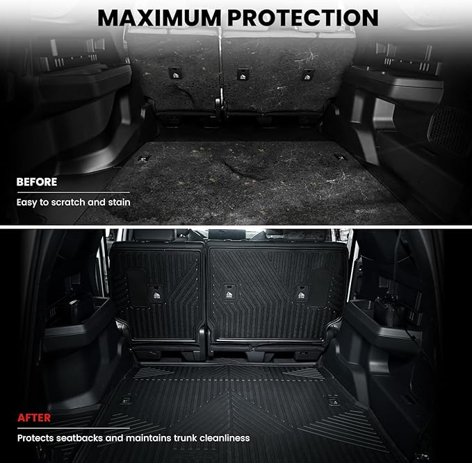 LASFIT Trunk Mat&Backrest Mat for Toyota 4Runner 2025(Only Fit 5 Seats), All Weather TPE Custom Fit Cargo Liner for 4Runner SR5/TRD/Limited 6th gen 4 Runner Cargo Mat, Black