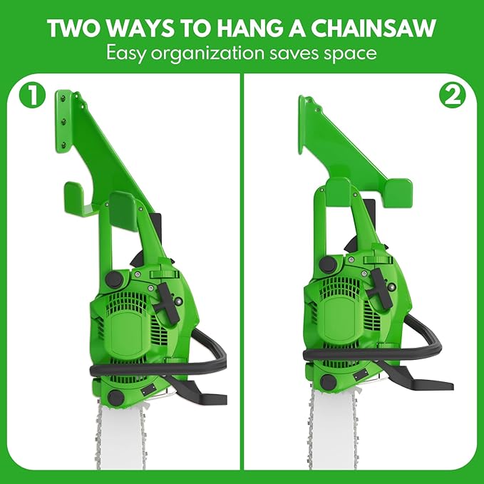 Chainsaw Hanger,1pcs Ideal for Adult Garage Tool Organizer. This Chainsaw Accessory Rust Proof Alloy Steel Construction with Powder Coating, Perfect Wall Mount Solution for Your Chainsaw.(green)