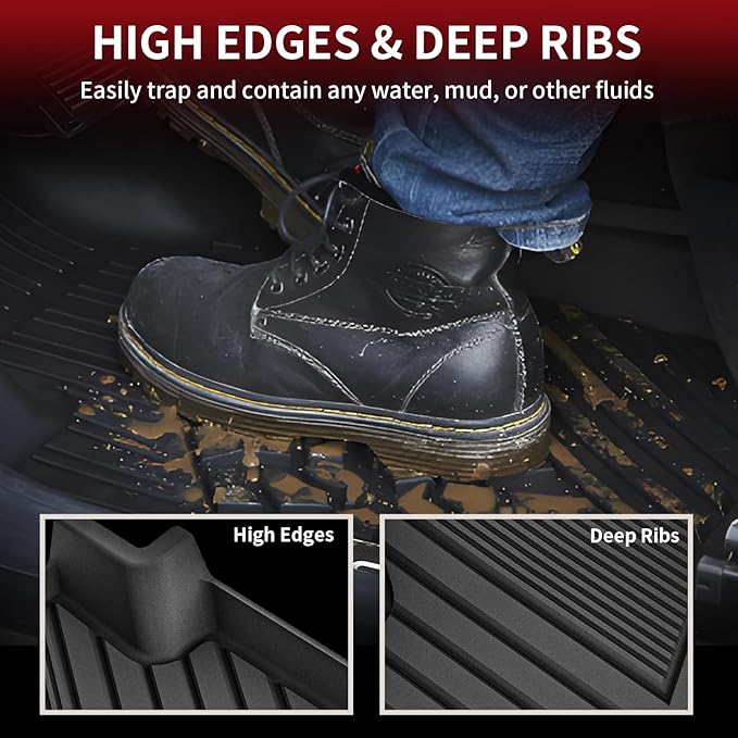 LASFIT Floor Mats Fit for Volkswagen Tiguan 2024 2023 2022 2021 2020 2019 2018 (Only for 5 Seater) All Weather TPE Custom Fit Floor Liners for 1st and 2nd Rows Car Mats for VW Tiguan 2018-2024, Black