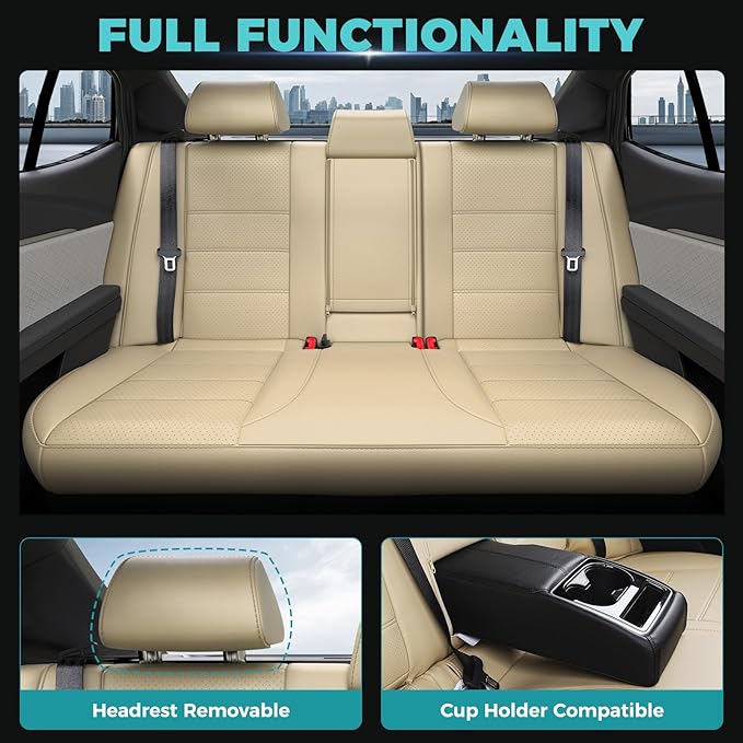 for Toyota Camry Seat Covers XSE XLE 2025 - Custom Fit Car Seat Covers Full Set, Leather Seat Covers for Cars, Waterproof Car Seat Cover, Beige