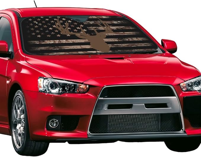 American Flag Camouflage Car Windshield Sunshade Front Window Sun Visor Protector Foldable Shield Cover for Truck SUV