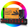Auxbeam 8 Gang Slim Switch Panel RGB AS-R80 Toggle Momentary Pulsed Dimmable Backlight 80A Multifunction Switch Panel with Memory Function for 12-24V Truck Offroad Car Marine 2 Years Warranty