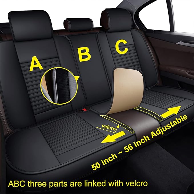 LINGVIDO Car Seat Covers, Breathable and Waterproof Faux Leather Automotive Seat Covers for Cars SUV Pick-up Truck Sedan,Universal Anti-Slip Driver Seat Cover with Backrest (Full Seat, Black)