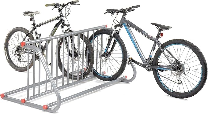 Global Industrial 59-3/4"L Grid Bike Rack, Double Sided, Powder Coated Steel, 10-Bike Capacity, Gray, Commercial Bike Rack for Stores, Parks and Schools