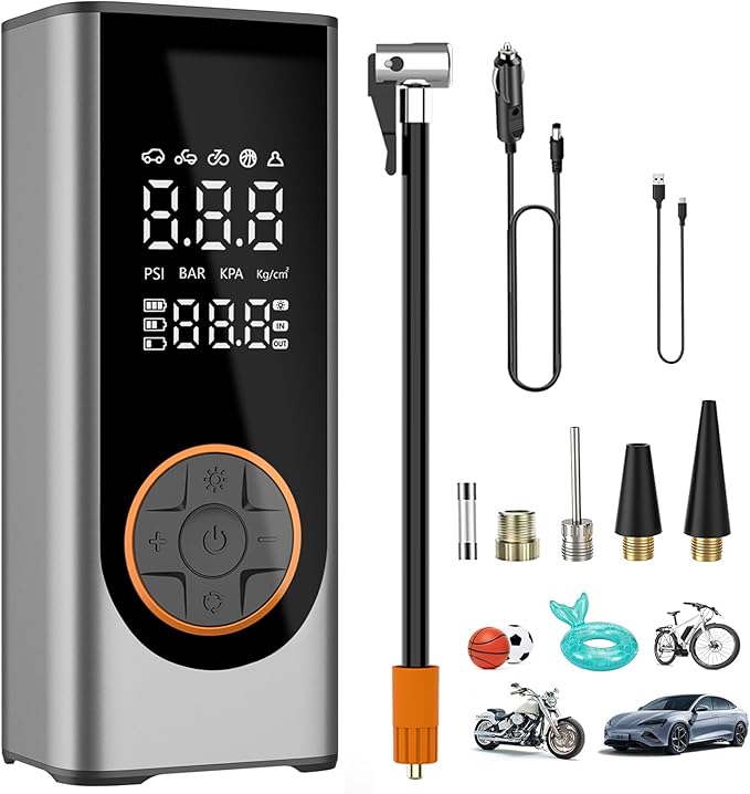 Tire Inflator Portable Air Compressor 150PSI Air Pump for Car Tires with Tire Pressure Gauge Cordless 10000mAh 3X Faster Portable Tire Inflator for Car,Bikes&Motorcycle Tires, Balls