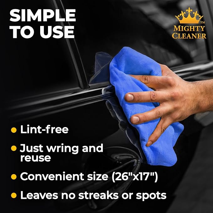 Premium Shammy Cloth for Car Drying - 26”x17” - Super Absorbent Chamois Towel for Car - Scratch-Free, Reusable & Soft