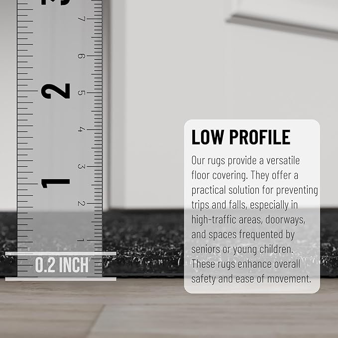 Ottomanson 3'11" x 12' Hallway Runner with Scraper Pile - Extra Durable Non-Slip Rug Mat for Indoor & Outdoor Use - Ideal for Kitchen, Entryway & Garage - High-Traffic Carpet, Black