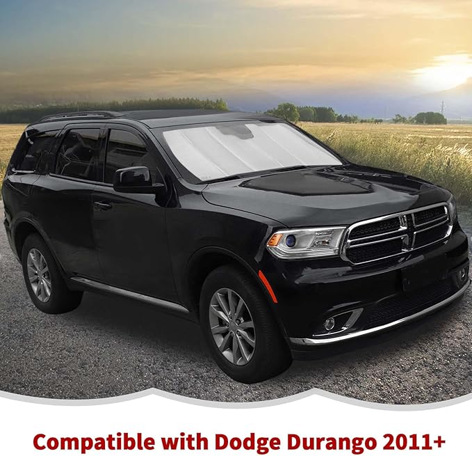 RT-TCZ Windshield Sunshade Sun Shade Heat Shield Window Sun Visor Mat for Dodge Durango 2011-2024,Silver
