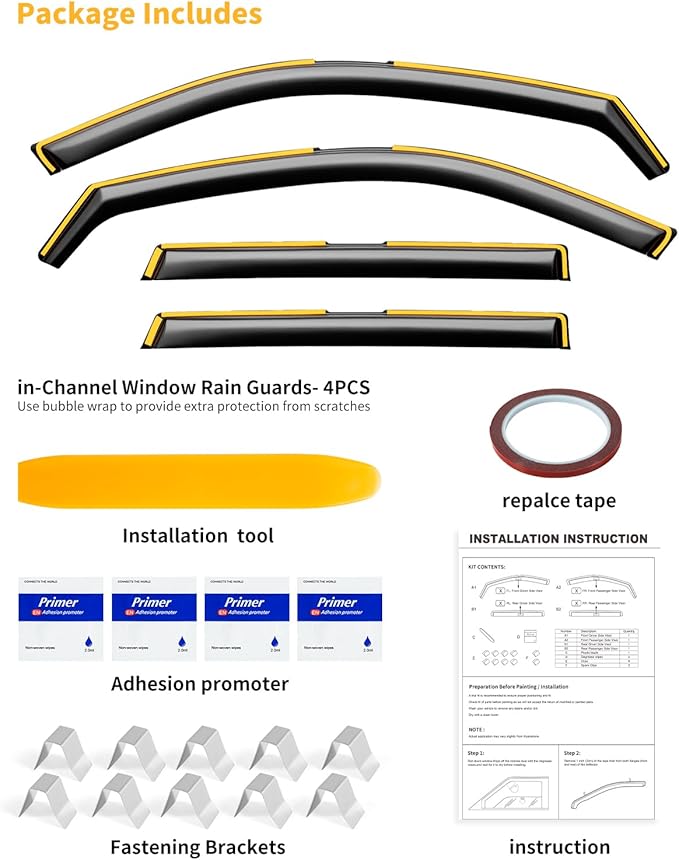 in-Channel Window Rain Guards Fit for Hyundai Palisade 2020 2021 2022 2023 2024 2025 Extra Durable Window Deflectors Window Visors Vent Shades Vent Visors Car Accessories-4 pcs Q23
