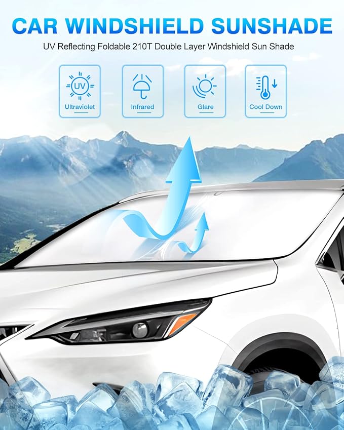 KUST Windshield Sun Shade for 2022-2025 2026 Lexus NX NX250 NX350 NX350h NX450h+ Sunshade Window Sun Visor Protector Foldable Blocks UV Rays Keep Your Car Cooler