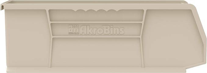 Akro-Mils 30234 AkroBins Plastic Storage Bins, Space-Saving Stackable Bins for Garage, Pantry, Craft Organization, 15-Inch x 5-Inch x 5-Inch, Stone, 12-Pack
