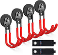 3-H Heavy Duty Magnet Garage Hooks 4 Pack, J Shape Strong Magnetic Hooks for Hanging Cordless Power Drill, Utility Magnetic Tool Holder for Metal Cabinet, Steel Pegboard, Toolbox, Garage(Red)