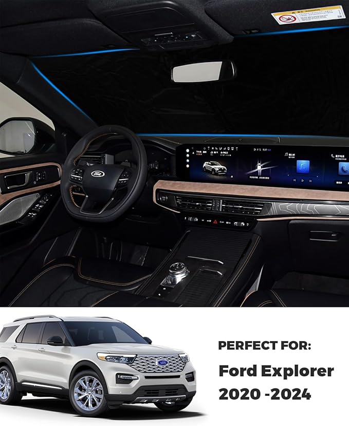 2025 Upgrade Front Windshield Sunshade fit for Ford Explorer 2020-2025 UV Ray Reflector Foldable Car Shade Automotive Windshield Sunshades Ford Explorer Windshield Sun Shade |Keeps Your Vehicle Cool|