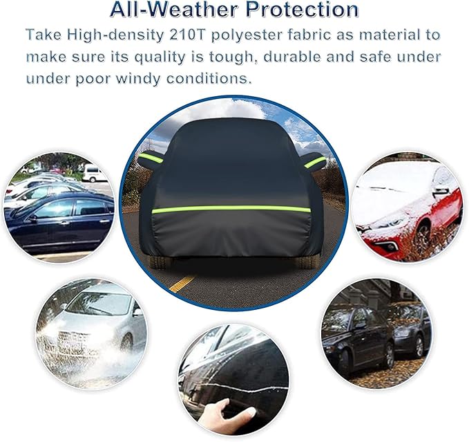 Full Car Cover for Jeep Grand Cherokee All Weather Waterproof Windproof 6 Layer Full SUV Car Covers Custom Fit for 2011-2025 Jeep Grand Cherokee WK2 with Door Zipper and Storage Bag (Up to 193” L)