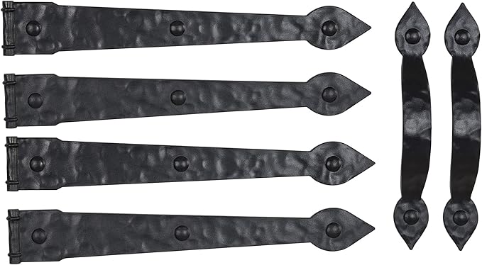 Household Essentials Hinge IT Premium Carriage House Handle & Hinge, Black Garage Door Magnet, 4 Hingle 2 Handles (Pack of 1)
