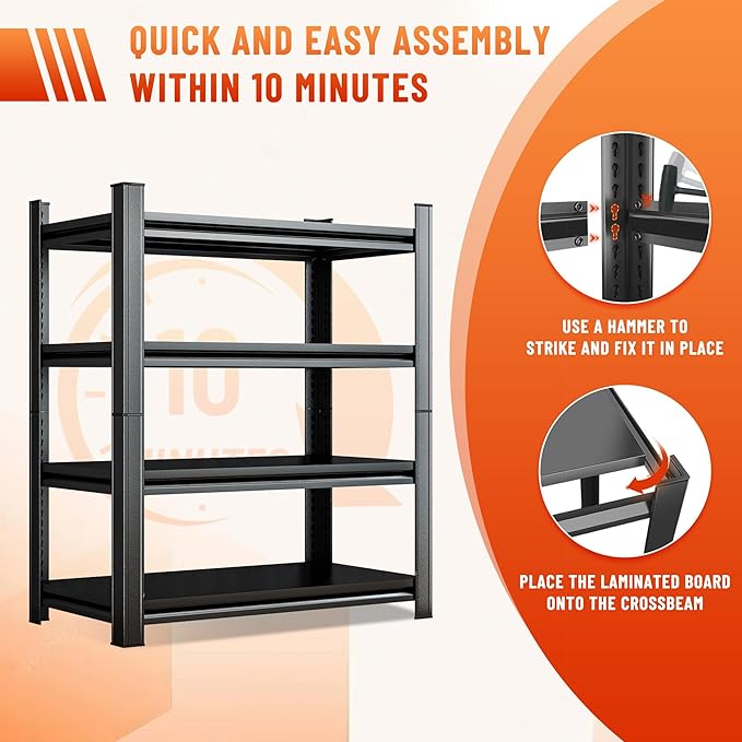 Heavy Duty 5-Tier Shelving Unit 2750LBS Capacity - Adjustable Steel Garage Shelves for Warehouse, Basement Storage(71''H x 35.4''W x 11.8''D)