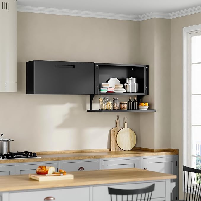 Yizosh Metal Wall Cabinet with Door,Wall Mounted Metal Storage Cabinet with Shelf,Floating Garage Tool Cabinet for Garage,Office,Warehouse,Kitchen