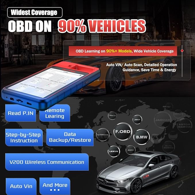 Autel KM100 Scanner Same as KM100X/E, Lite of IM508S Pro IM608 PRO 2 Programming Tool Free Update OBD Learning On 99% Car, Scan VIN/License Built-in APB112