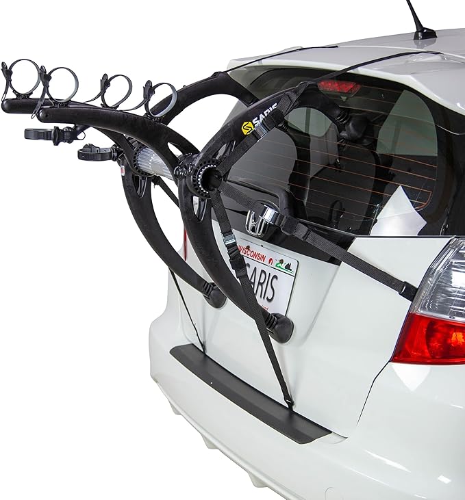 Saris Bones EX 2-Bike Trunk Rack Bicycle Carrier, Durable, Rust-Free, Anti-Sway Straps, Made in USA, Arc-Based Design, 100% Recyclable Materials