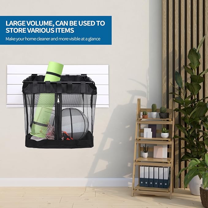 4Pcs Large Slatwall Baskets Mesh Slatwall Baskets with Zipper Mounted Storage Baskets Hanging Slatwall Accessories for Shops Rooms Storage Display Organizing(16 * 12 * 16inch)