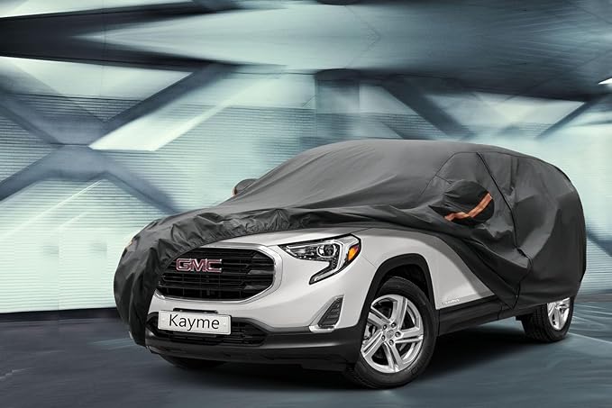 Kayme 7 Layers SUV Car Cover Custom Fit for GMC Terrain (2010-2025) Waterproof All Weather for Automobiles, Outdoor Full Cover Rain Sun UV Protection.Black