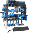 Power Tool Organizer Wall Mount with Charging Station, 4 Layers 6 Drill Holder, Heavy Duty Storage Utility Racks, Supports 600 lbs,Battery Shelf for Garage and Workbench (24 Inch 6 Drills Holder)