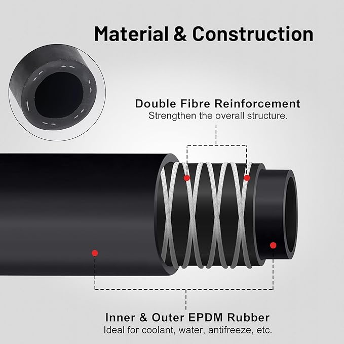 EVIL ENERGY 3/8" Heater Hose Coolant Radiator Straight 100PSI SAE 20R3 20FT Black