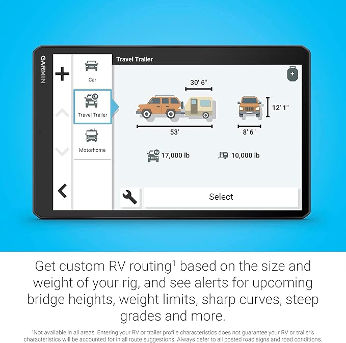 Garmin RV 1095, Extra-Large, Easy-to-Read 10” GPS RV Navigator, Custom RV Routing, High-Resolution Birdseye Satellite Imagery, Directory of RV Parks and Services, Landscape or Portrait View Display