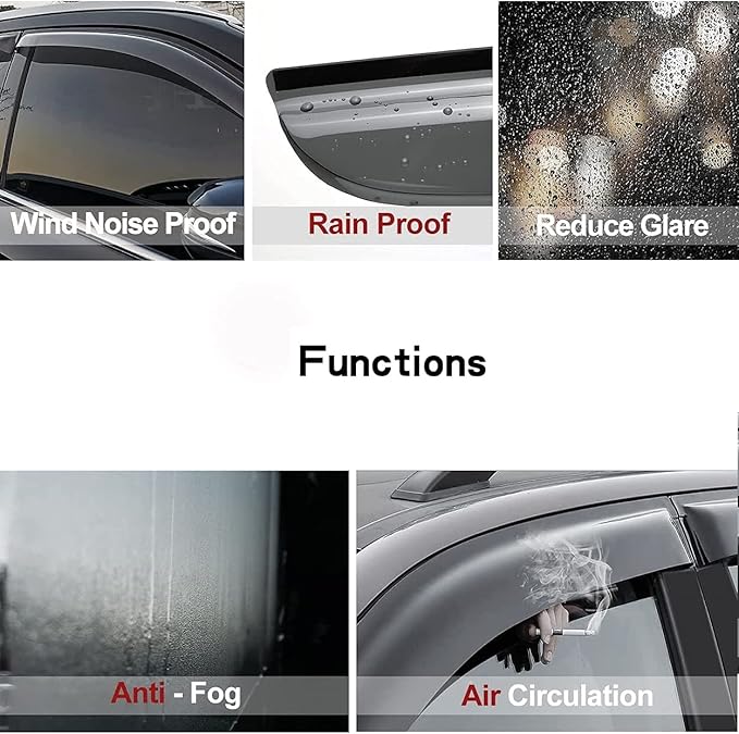 94376 Side Window Wind Deflector, 4pcs Outside Mount Style Tape-On Nice Rain Guards Set, Window Visor fit for 2015-2019 Subaru Outback